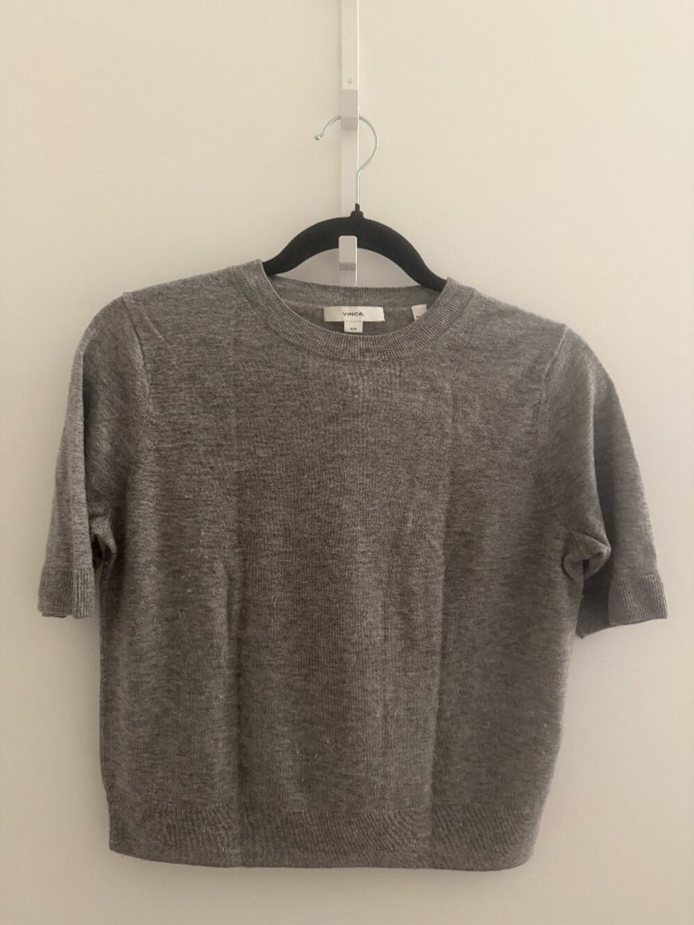 Vince Gray Wool Blend Short Sleeve Sweater Size Medium